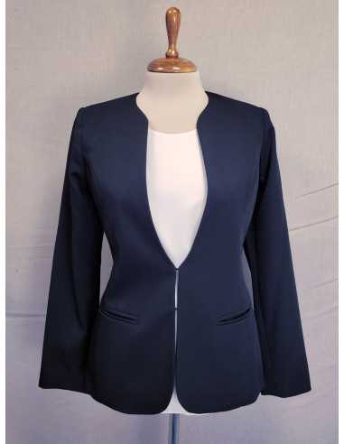 Blazer OCRE ML azul noche con dos broches de prender