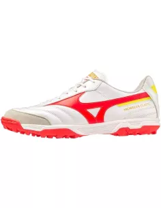 Mizuno Morelia Sala Classic TF - Zapatos de fútbol para Hombre, Color Blanco y Rojo