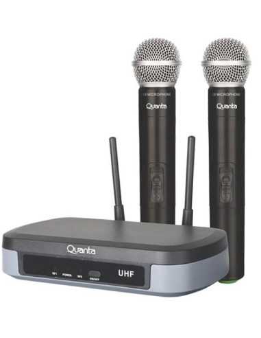 MICROFONO INALAMBRICO QUANTA QTMWU104 2MIC BIVOLT NEGRO